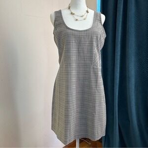 Walter Baker Glen Plaid Sheath Dress Womens 6 Grey Black Scoop Neck Sleeveless